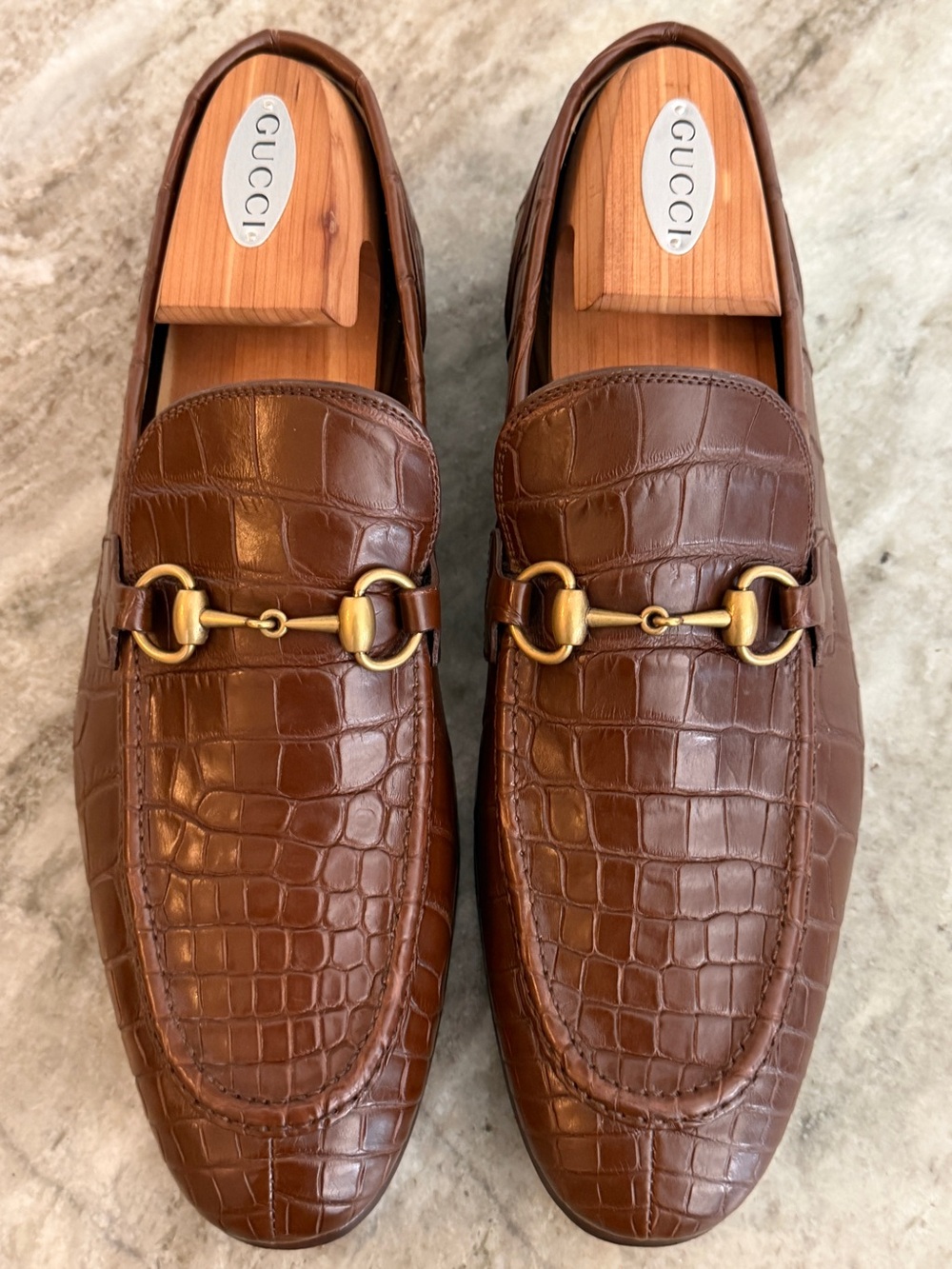 GUCCI JORDAAN CROCODILE LOAFERS BROWN HORSEBIT 1953 9 /  9.5 US  $4500 ALLIGATOR